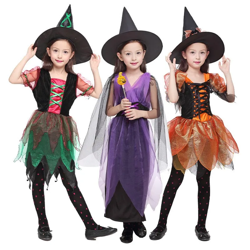 Halloween Dress for Girl Cosplay Purim Carnival Party Witch Costume Girls Disguise Christmas  Kids Princess Costume Prom Gown