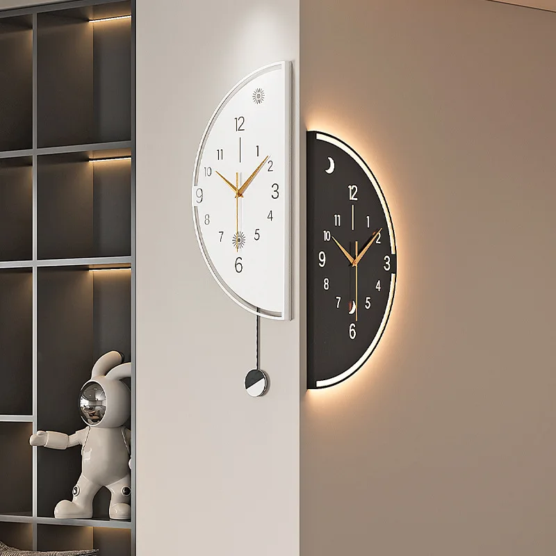 Clocks 2025 new modern wall-mounted guest corner double-sided wall clock household corner clock dining silent clock living room