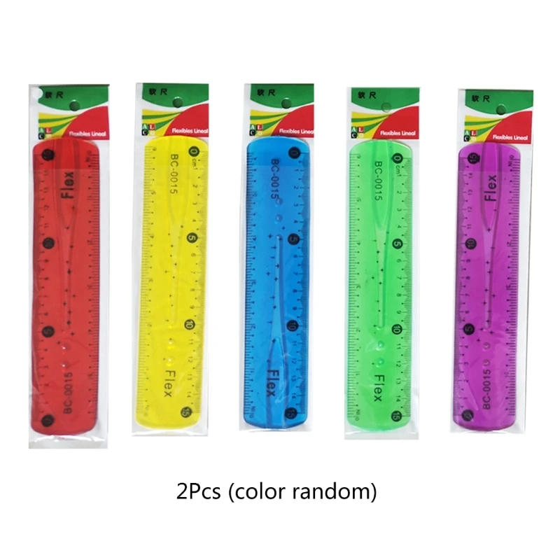 2x righello in plastica Righello in gomma flessibile pieghevole a doppia Righello dritto trasparente