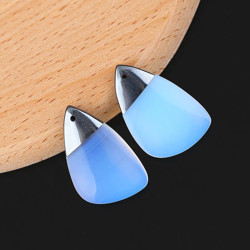 Semiprecious Natural Stone Hematite,Opalite Handmade Intarsia Earrings Accessories DIY Jewelry Making For Women 30x20x4mm 6g