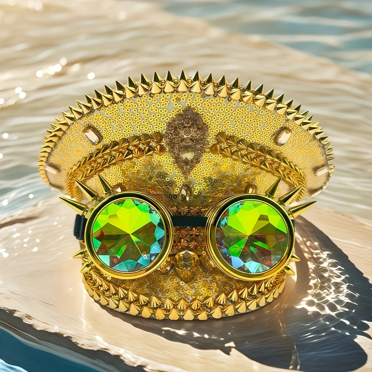 

Steampunk Captain Hat Rhinestone for Mardi Gras, Carnival, Rave Festivals Accessories ＆ Party Cap for Women & Men