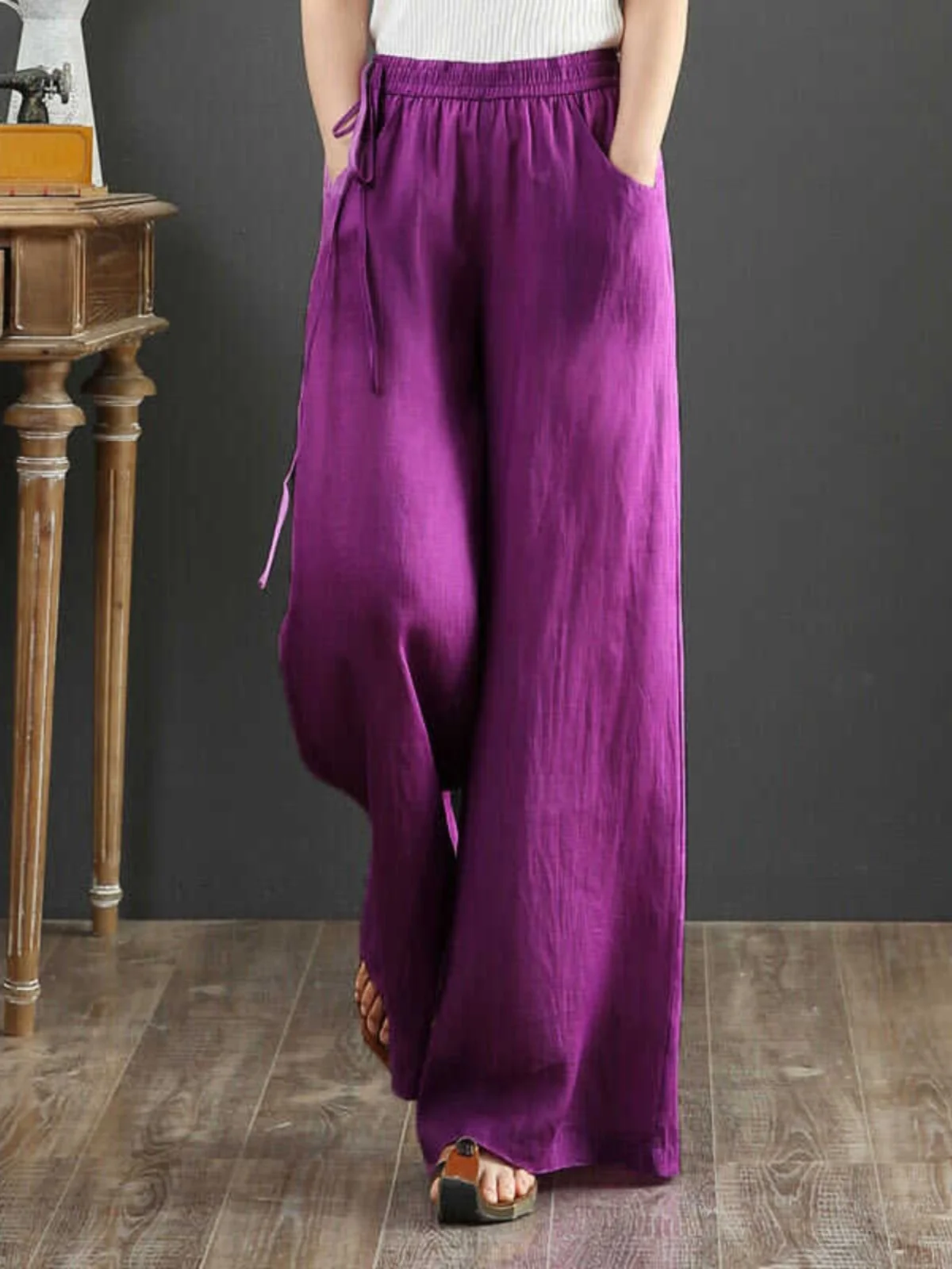 신상 중국 스타일 여성 린넨 스트레이트 레그 캐주얼 팬츠 여름 얇은 예술적 코튼 린넨 와이드 레그 롱 팬츠