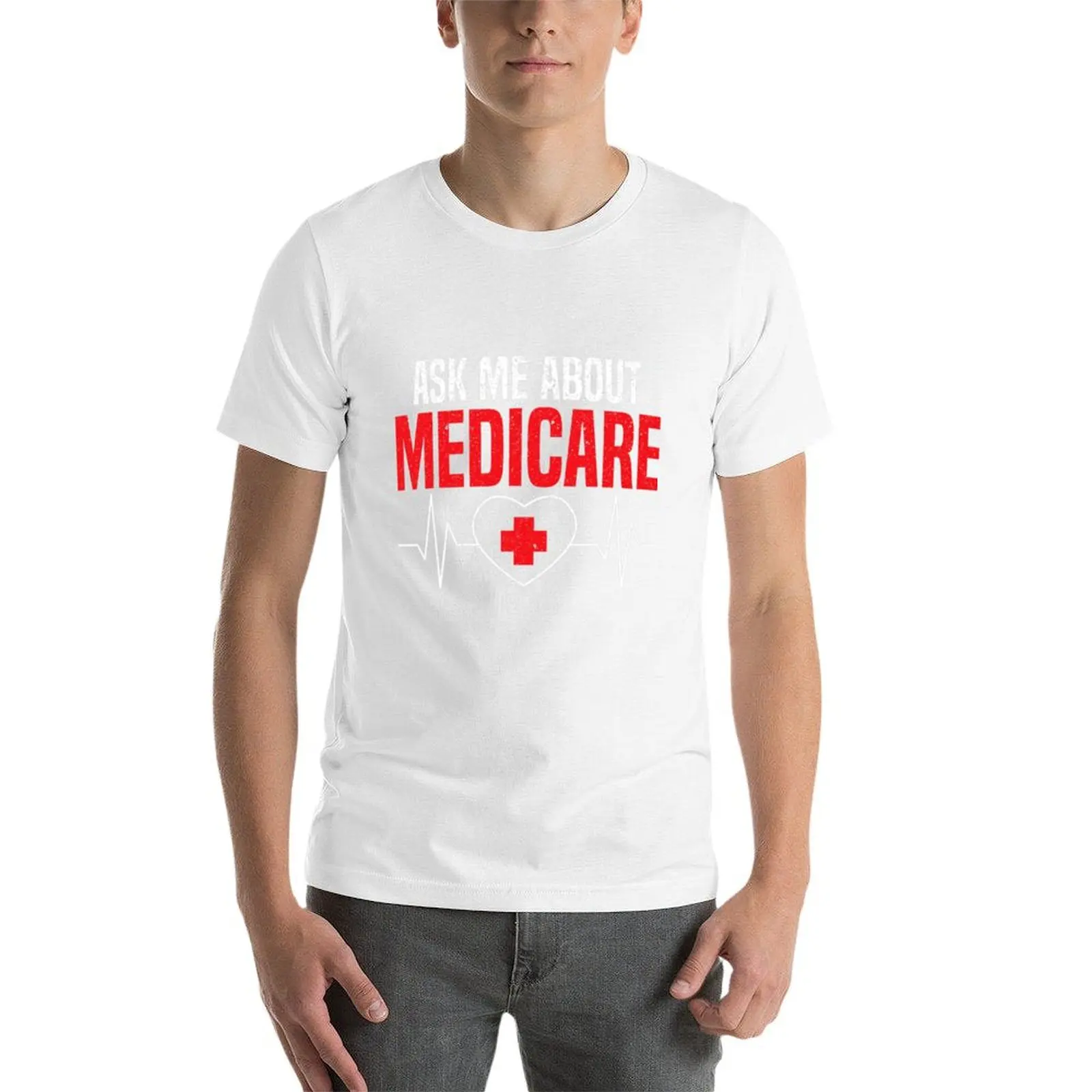 اسألني عن Medicare للحصول على مضحك التأمين بروكر تي شيرت رجل جرافيك تي شيرت رجل تي شيرت القطن عالية الجودة تي شيرت