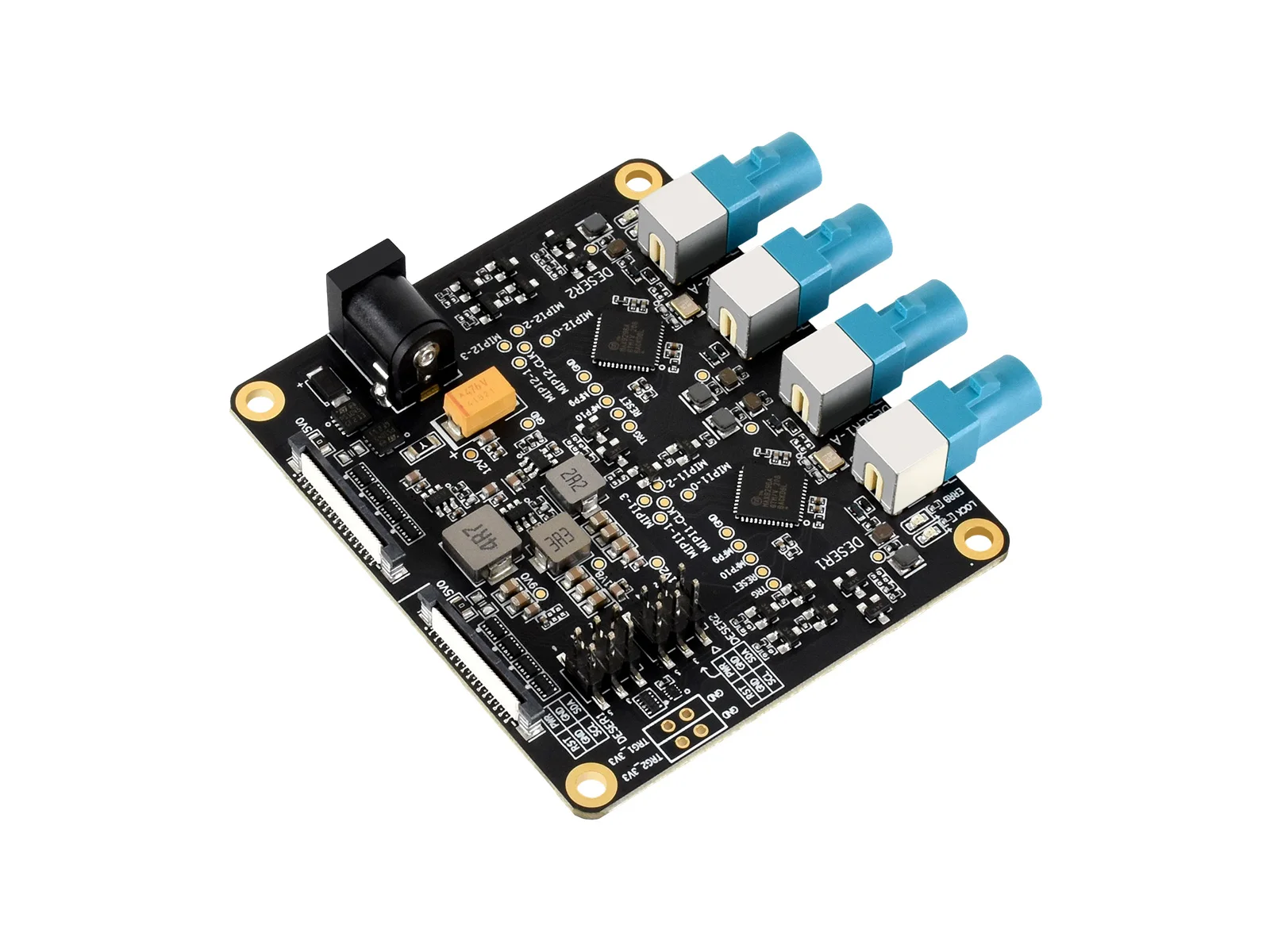 Waveshare 4-Ch GMSL Camera Adapter Board, MAX9296 Deserializer, High-Speed Low-Latency Serial Transmission, for Raspberry Pi 5