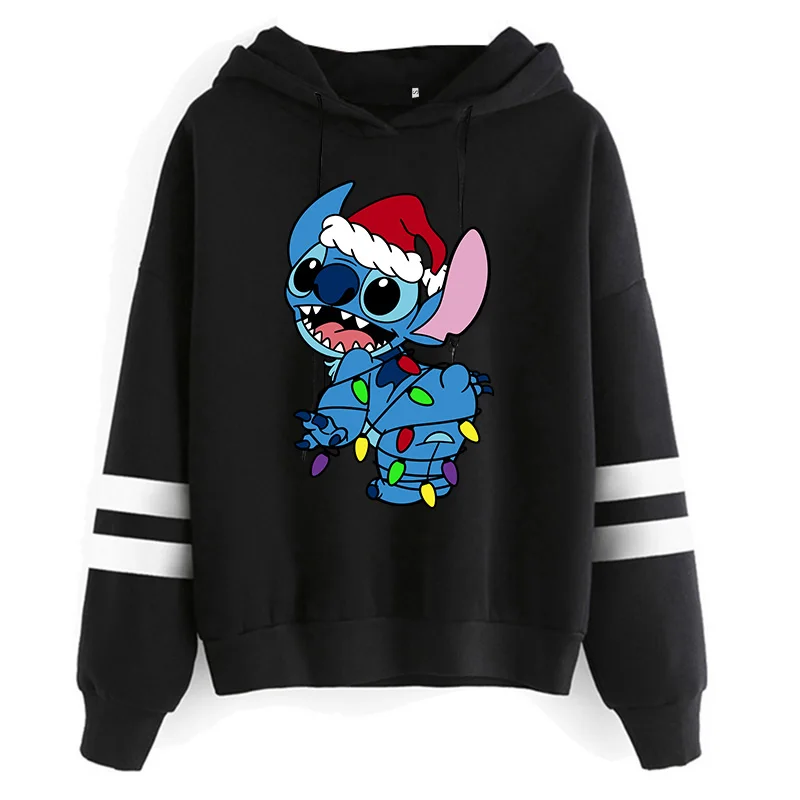 Aesthetic Funny Y2k Christmas Sweatshirt Lilo Stitch Disney Cartoon Hoodies Women Cute Stitch Anime Manga Hoody Female Clothes