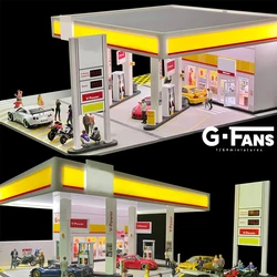 G Fans 1:64 Scale Car Garage Diorama Model With LED Lights Scene Repair House Simulation Parking Lot Car Model Sets With City