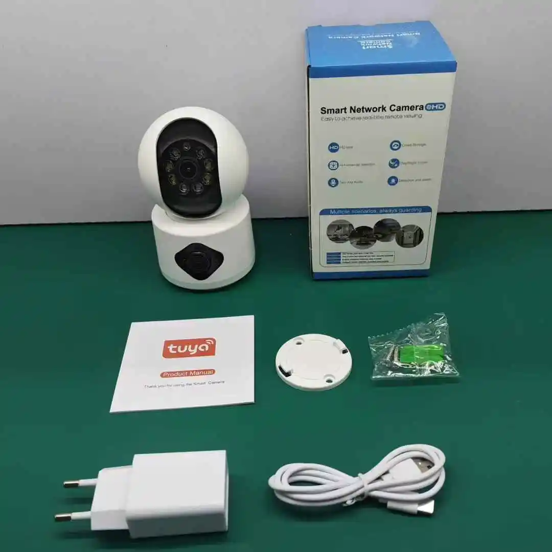 

4MP Tuya APP Dual Lens Full Color Video Linkage IP Dome Camera AI Humanoid Detection Home Security Alarm CCTV Baby Monitor