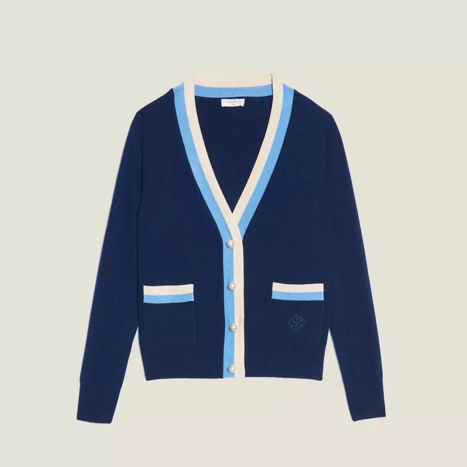 

Spring SD9 Qing Pearl Button Color Blo Knitted Cardigan Ladylike Gentlewoman Small Fraance Sle Long Sve Outerwear