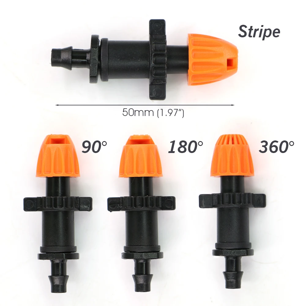 15 szt. 90 °/180 °/360 °/kąt rozpylania paska opcjonalnie dysza do podlewania 7.5mm nawadnianie ogrodu zraszacze regulowane pomarańczowe dysze