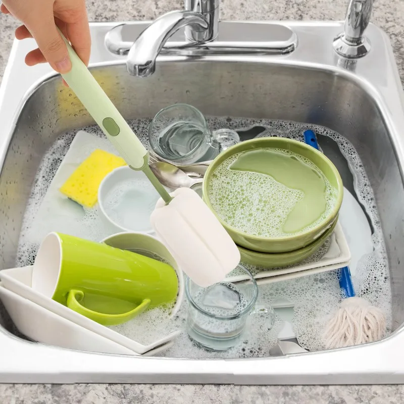 Cleaning Bottle Sponge Brush Removable Bottle Cleaner With Long Handle Cleaning Brushes for Cleaning Goblet Glasses Bottles Mugs