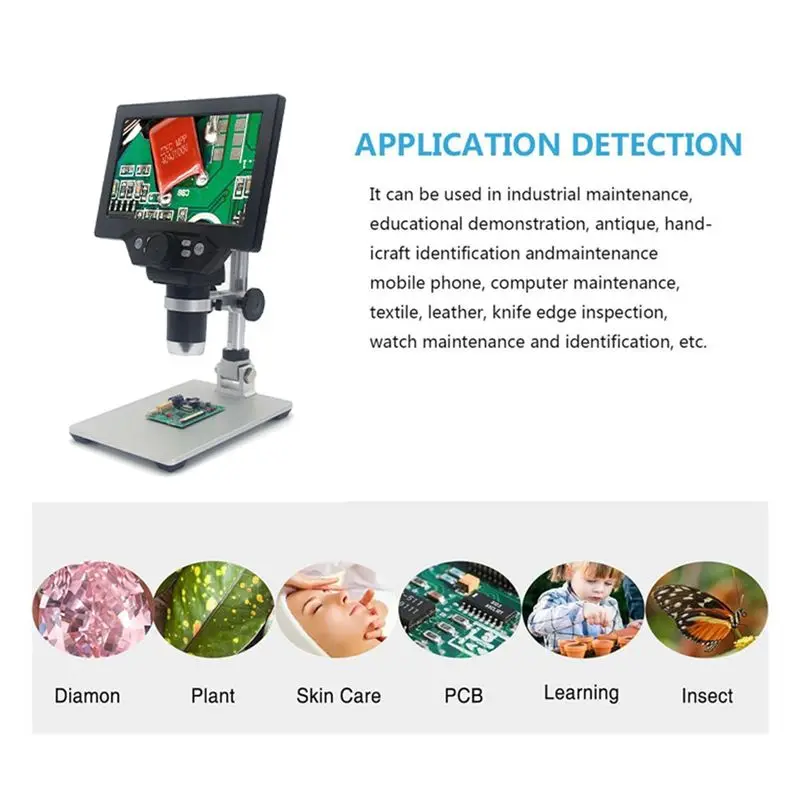 B62B 1200X Digital Microscope, 7 Inch LCD Portable USB Soldering Microscope, HD 12MP for PCB Phone Repair Inspection
