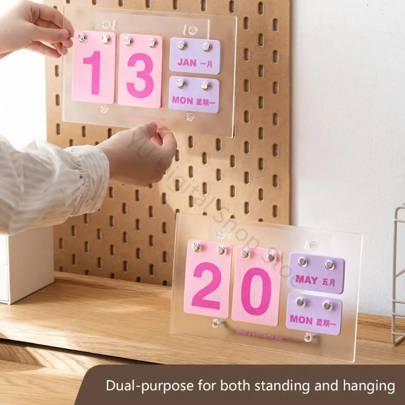 96BA Freestanding 2027 Calendar with Bilingual Month and Weekday Labels and Separate Panels for Daily Date Reference