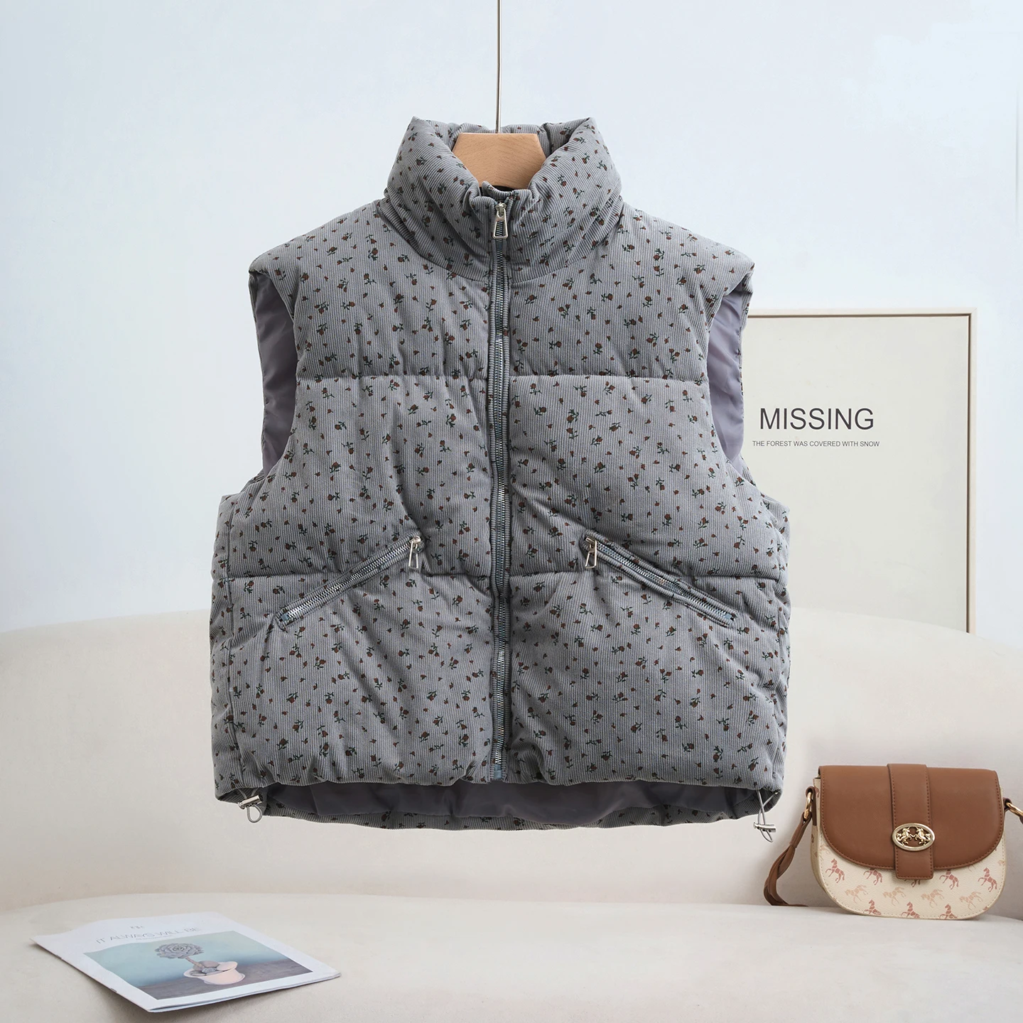 Colete Puffer Floral Ditsy Fem - Puffer Vest Fashion Women avaliação e preço