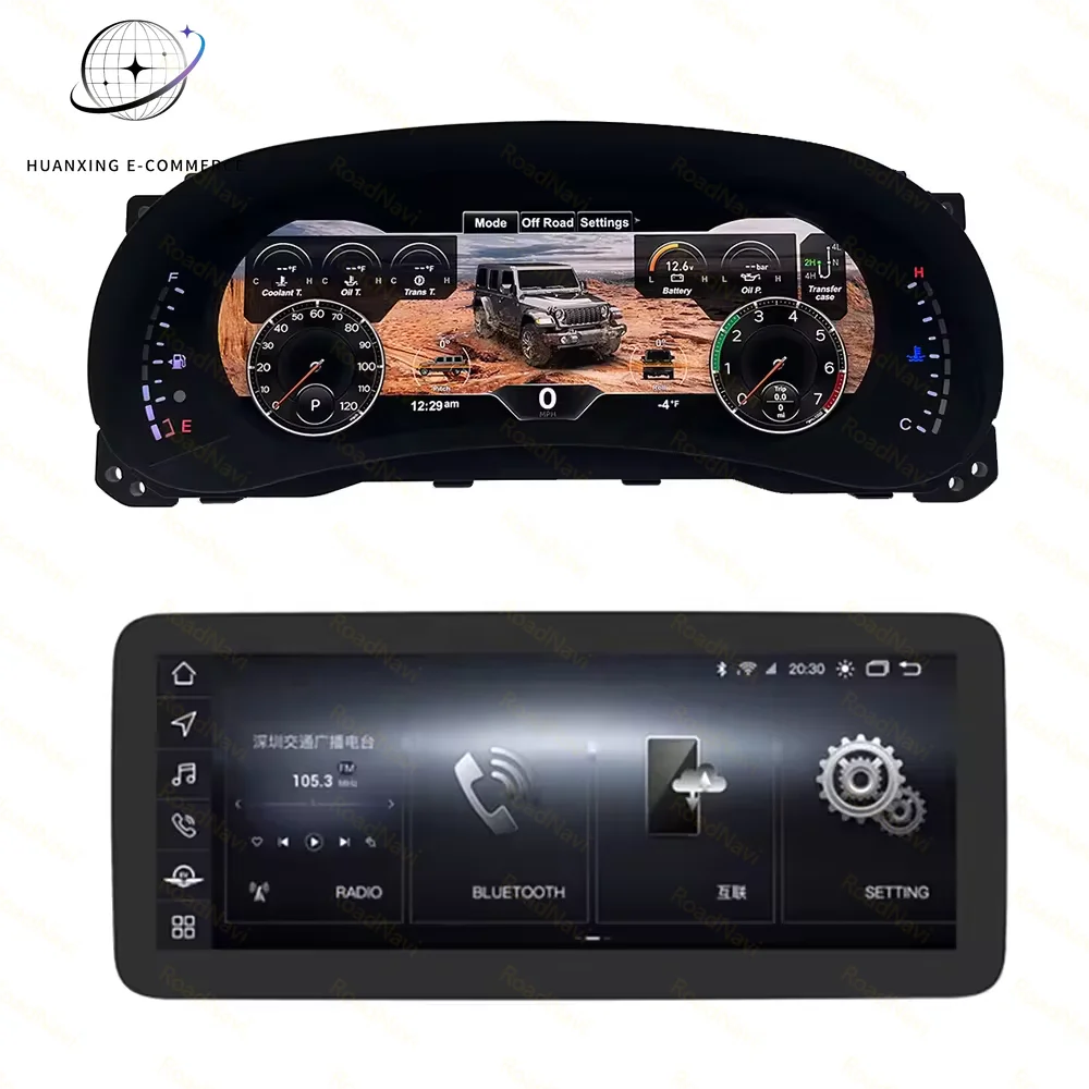 RoadNavi Android Car Radio Auto Speedometer Instrument Dashboard for Jeep Wrangler 3 JK 2011-2018 Customization