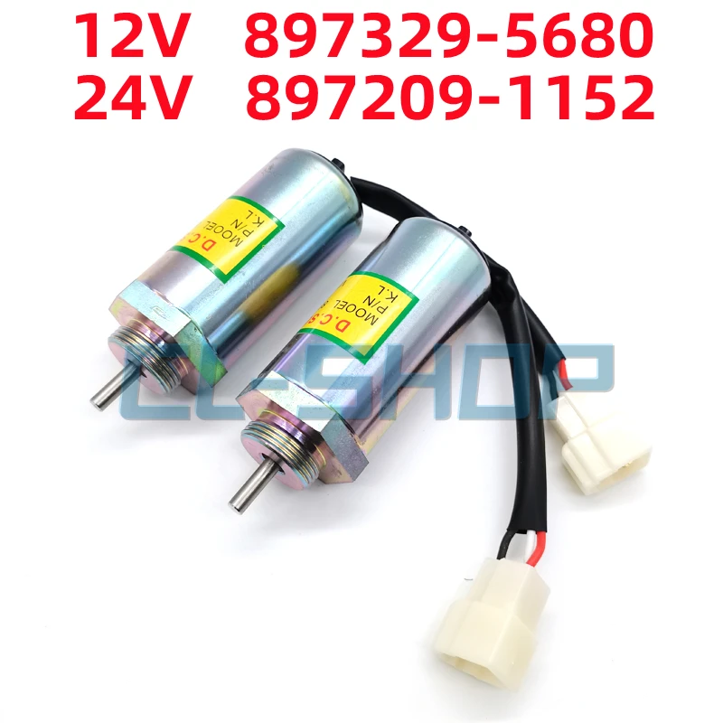 

12V/24V Fuel Shut off Solenoid 897329-5680、897209-1152 For lsuzu 3LD1 3LD2 4LE1 Engine Hitachi Kobelco SK75-8 Stop Solenoid