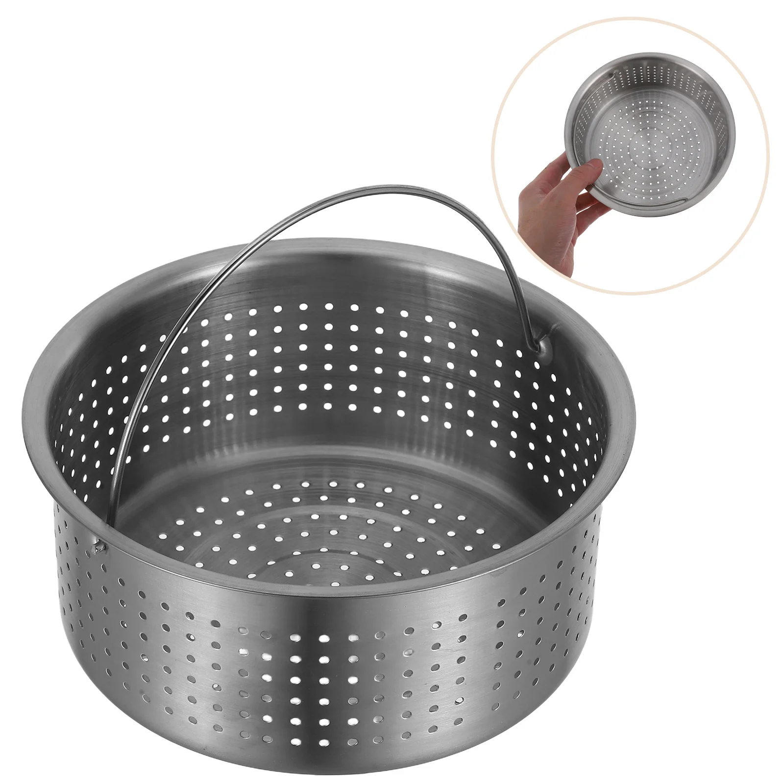 

Rice Cooker Stainless Steel Steamer Basket Handle 16.2cm Multi-Function Food Steaming Insert for Rice Vegetables Dumplings