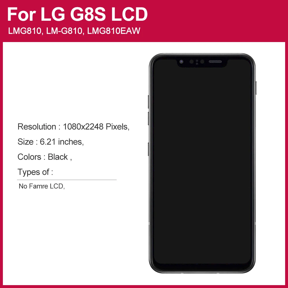 Display For LG G8X G8S G8 LCD Display Touch Screen Digitizer Assembly With Frame For LGG8X G8S G8 LCD Screen Replacement parts.