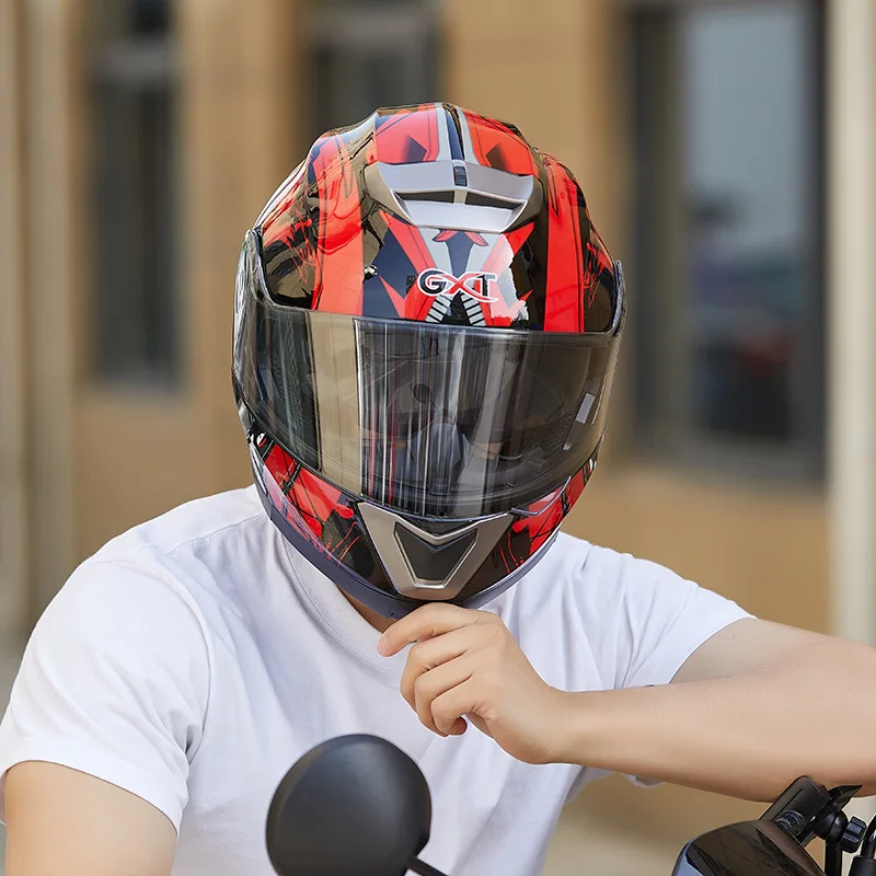 GXT Flip Up Motorcycle Helmet Dual Visor Modular Motorbike Helmet Full Face Safety Helmet for Men Women Casco Moto Capacete