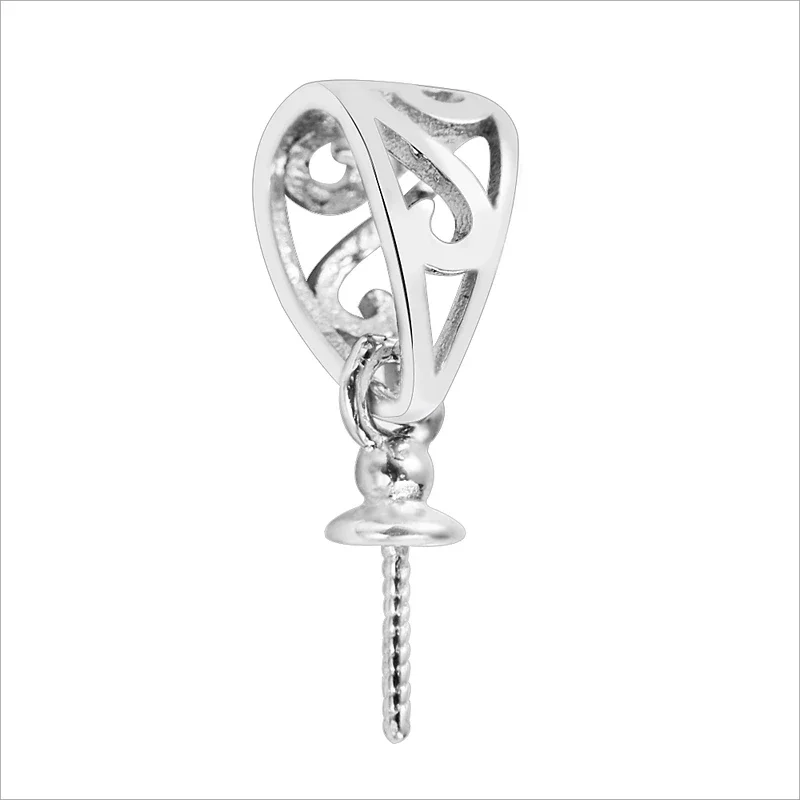 

925 Sterling Silver Pendant Buckle 11mm Pearl Beads Semi Mount Pendant Setting Vintage Elegant Wholesale DIY Install