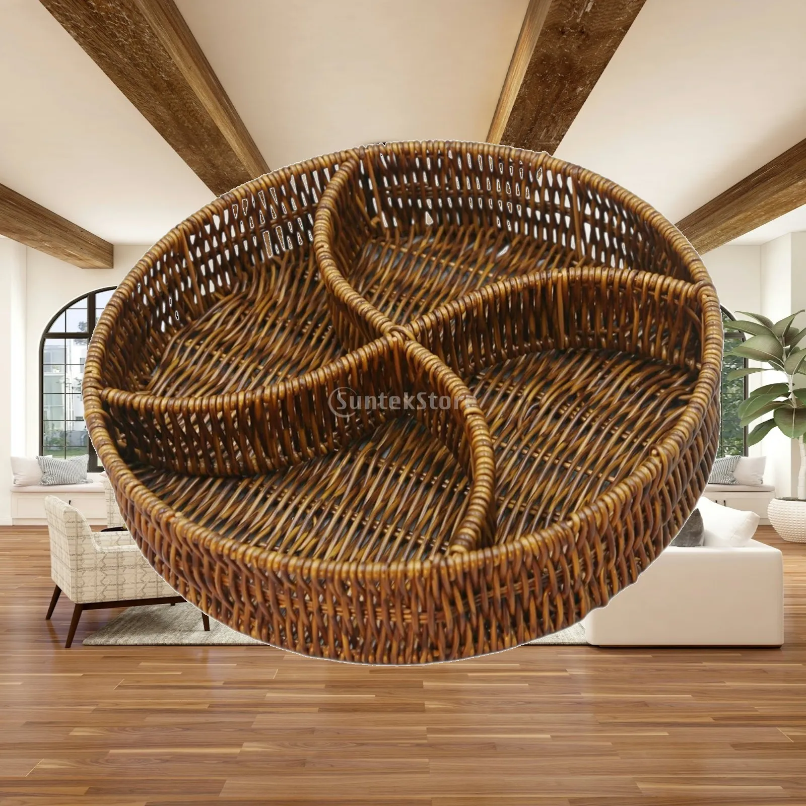 Wicker Woven Breads Baskets Imitation Rattan Bread Basket Braided Decorative Handwoven Serving Bowl for Home Breakfast Hotel