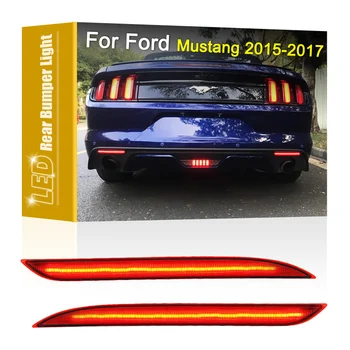 2pcs LED tail light rear bumper lamp assembly red driving brake warning light for Ford Mustang 2015 2016 2017