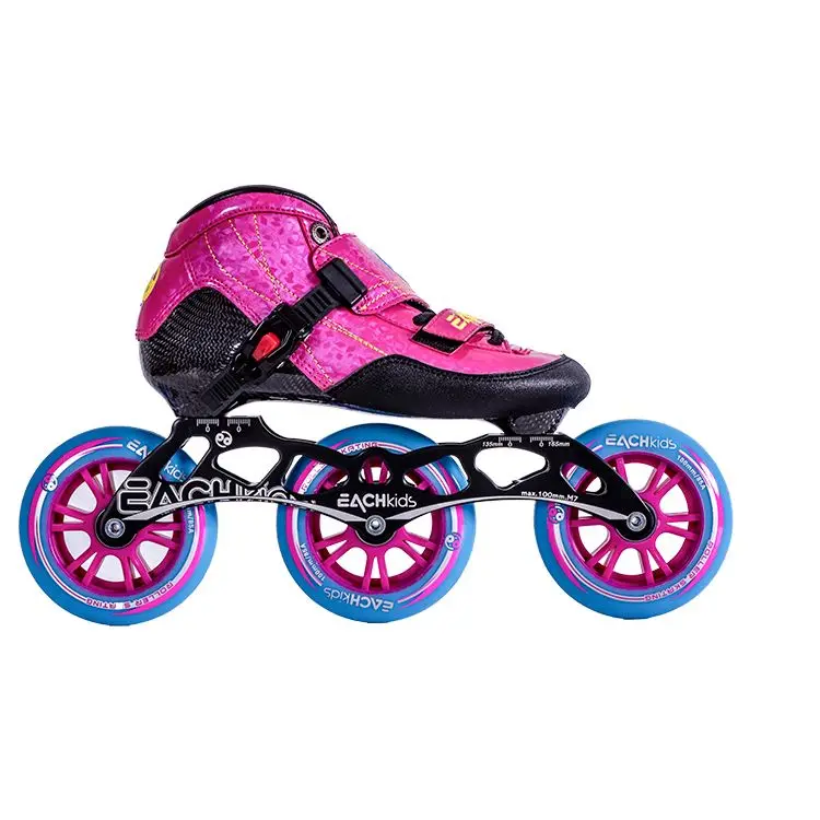 

Professional Speed Skating Shoes Kids 4-Wheel 100mm/90mm Roller Inline Skates Carbon Fiber Racing Shoes Aluminum Chassis PU