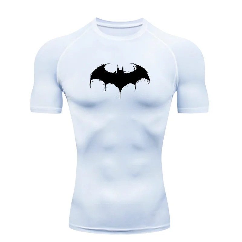 Bat Silhouette 2026 Men's Sports T-shirt Training Fitness Compression Workout T-Shirt Rashguard Tops Tee Quick Dry Short Sleeve