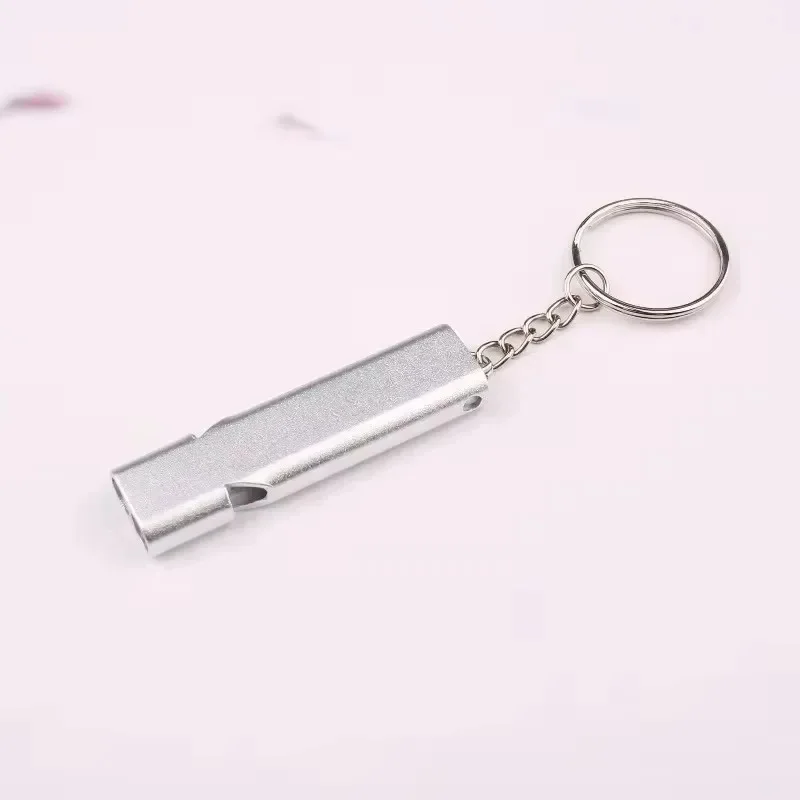Flat Aluminum Alloy Dual Frequency Survival Whistle Double Tube Outdoor Equipment Equipped EDC Tool