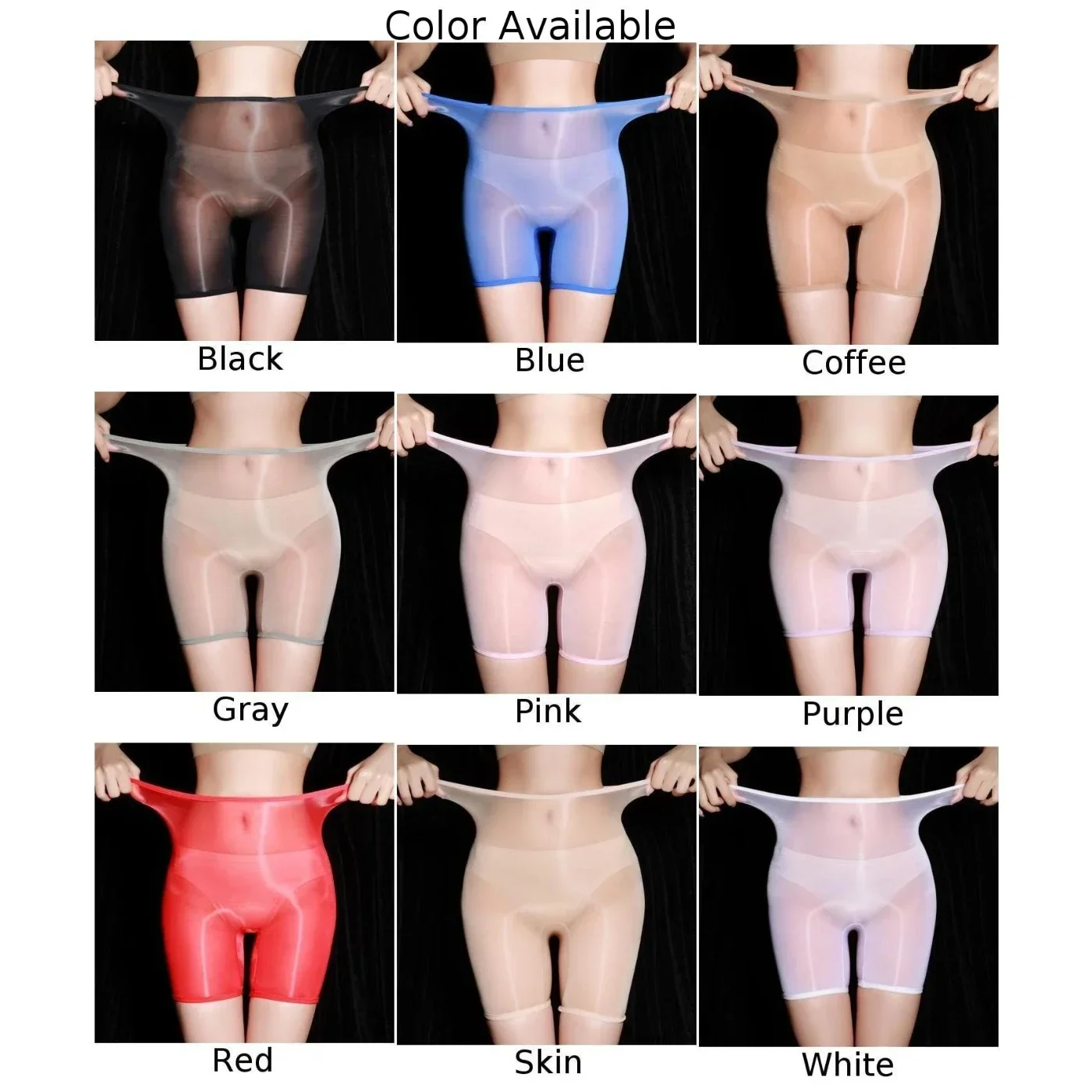 Men Women Sexy Oil Shiny See Through Lingerie Panties Ultra-thin Elastic Shorts Sheer Underwear Erotic Glossy Male Shorts