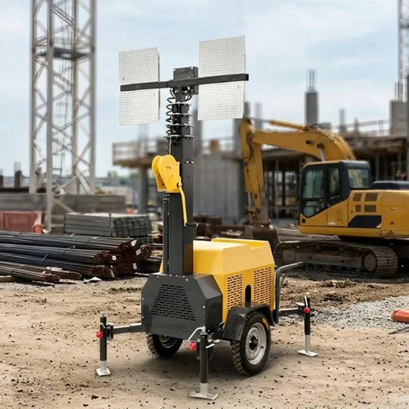 360° Adjustable Mobile Lighting Tower with Waterproof LED Mast for Railway Engineering and Disaster Relief