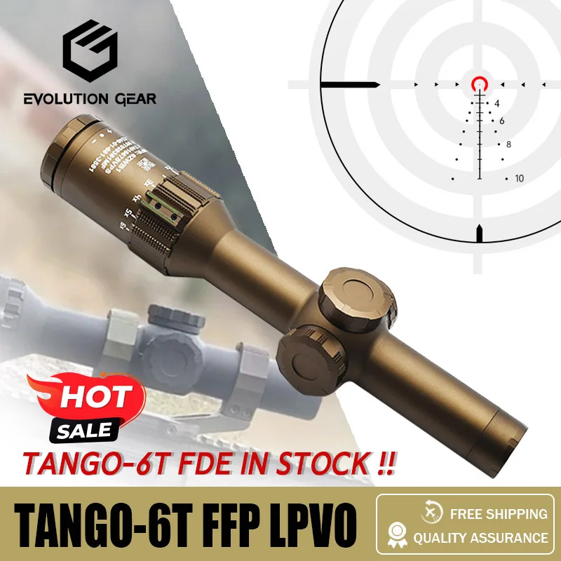 Evolution Gear LPVO Tactical Optical FFP Riflescope TANGO6T 1-6x24MM 30mm Tube Airsoft and Hunting with Full MilSpec Markings