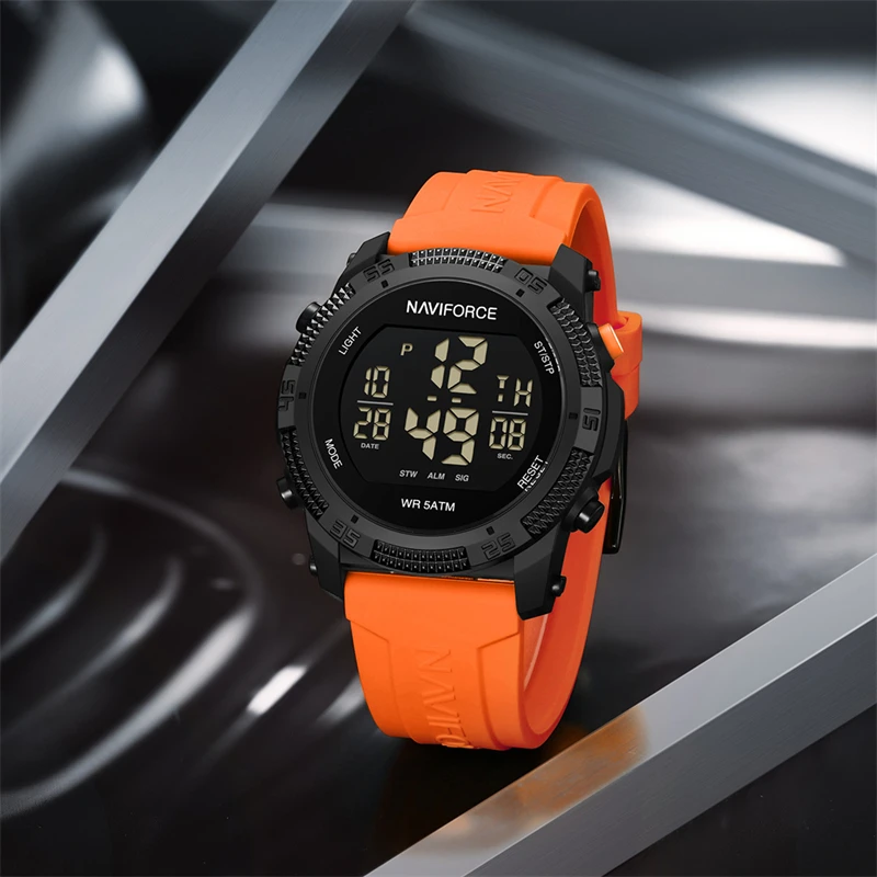Naviforce 7104 New LCD Digital Wristwatch Waterproof Sports Silicone Watches for Man Casual Electronic Male Clock reloj hombre