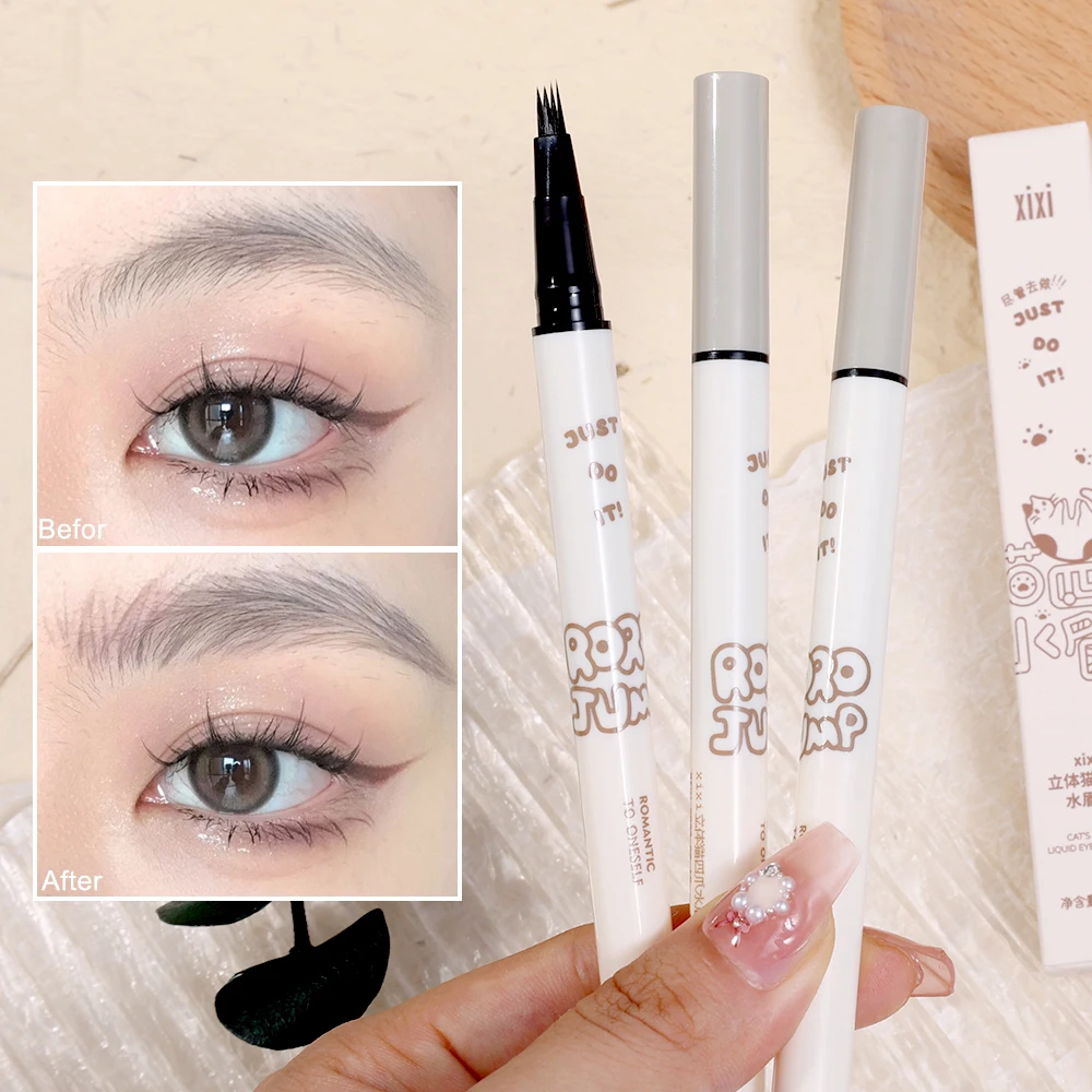 EyebloggPen-Stylo eye-liner liquide étanche, stylo de tatouage ultra fin, stylo de maquillage, sans floraison, vers à soie couché, quatre griffes durables