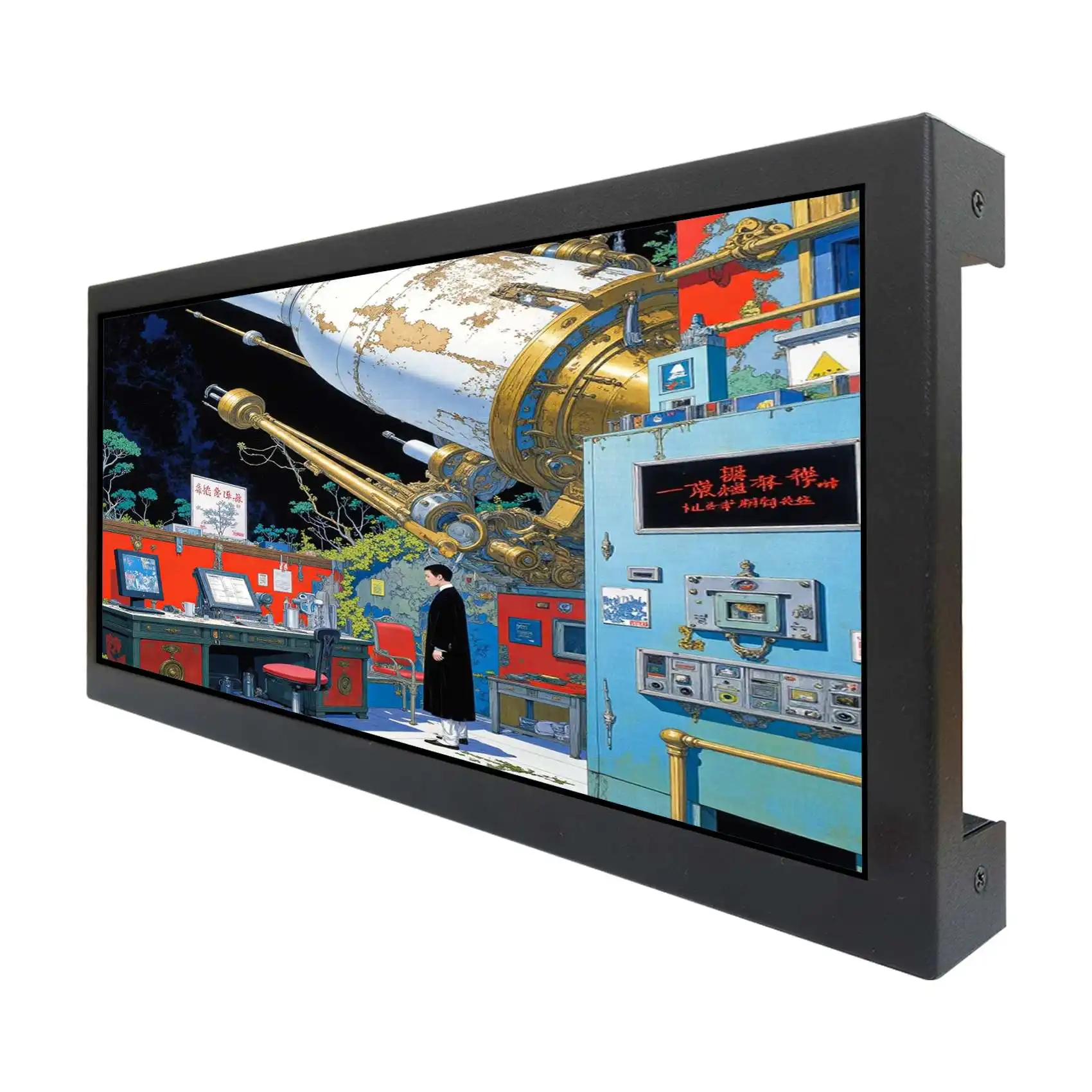 

12.3inch 1920x720 850nits IPS High Brightness Advertising LCD Monitor Support USB Auto Play,270° Rotation