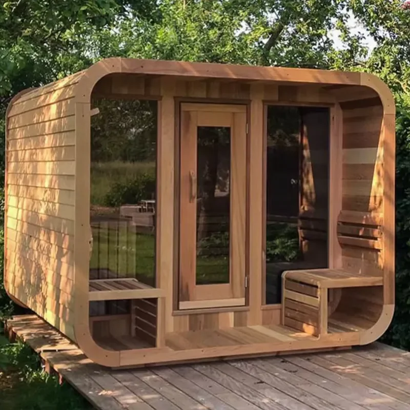 Traditional 6-person outdoor sauna room 6kW stove red cedar square sauna room Radiant heat steamer including control panel