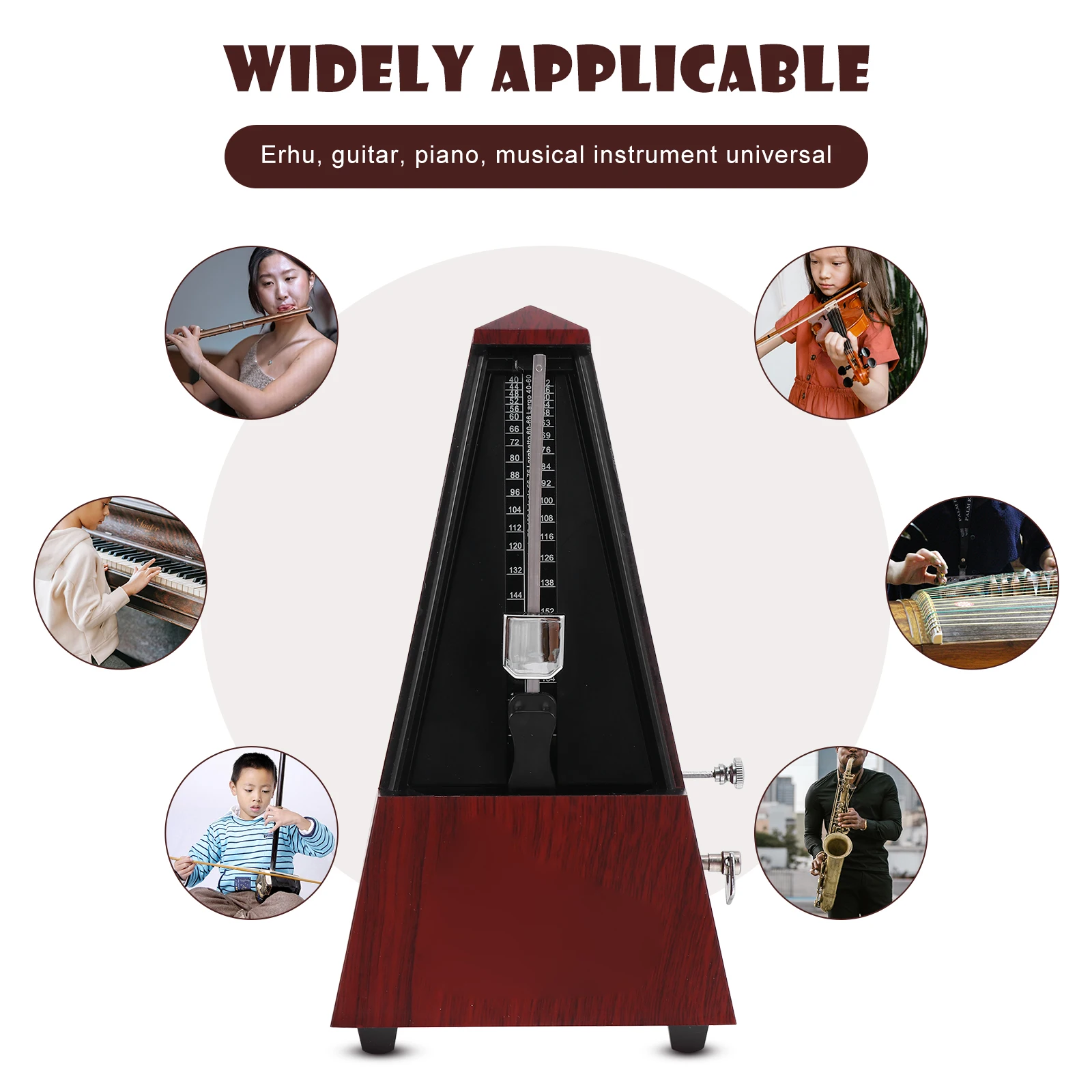 

Mechanical Metronome Musical Instruments Mini Universal Major Metronomes Durable Teak Metal ABS Wide Range Beat
