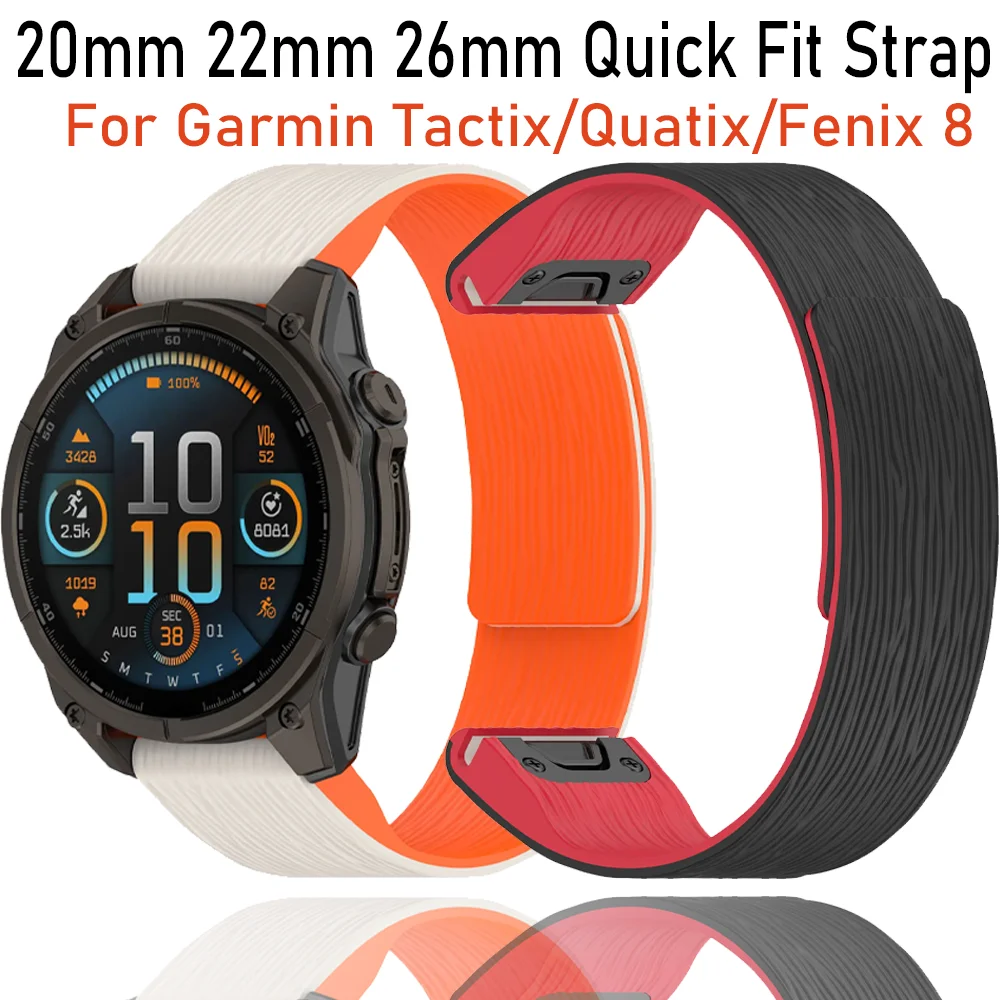 

Быстросъемный ремешок 20/22/26 мм для Garmin Tactix/Quatix/Fenix 8 51/47/43 мм, магнитный браслет Garmin Instinct 3 Forerunner 970 Correa