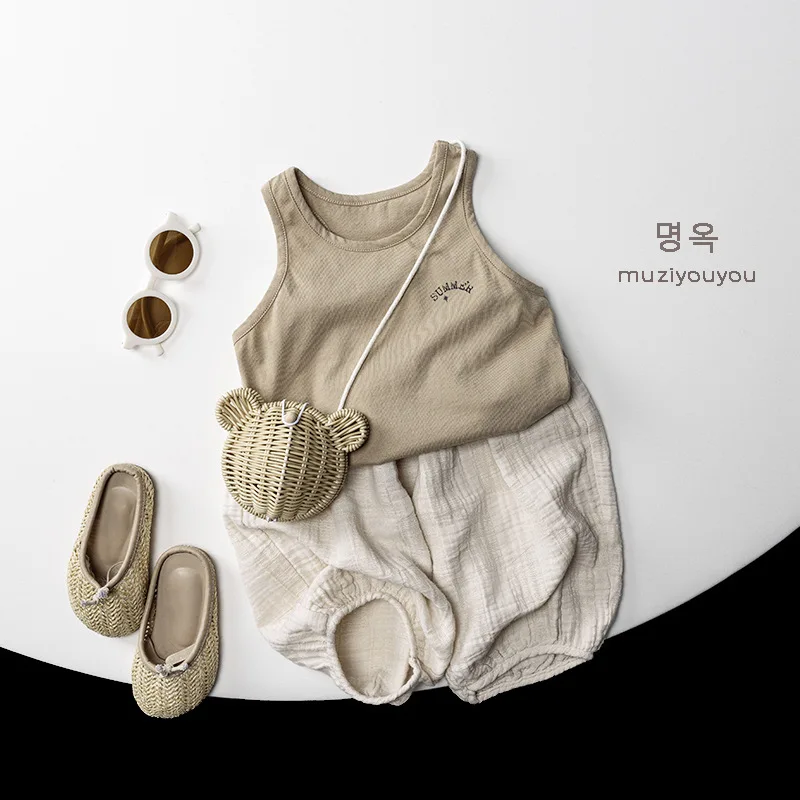 2026 Summer New Children Mosquito Resistant Pants Girls Loose Breathable Harem Pants Cotton Yarn Boys Casual Pants Kids Clothes