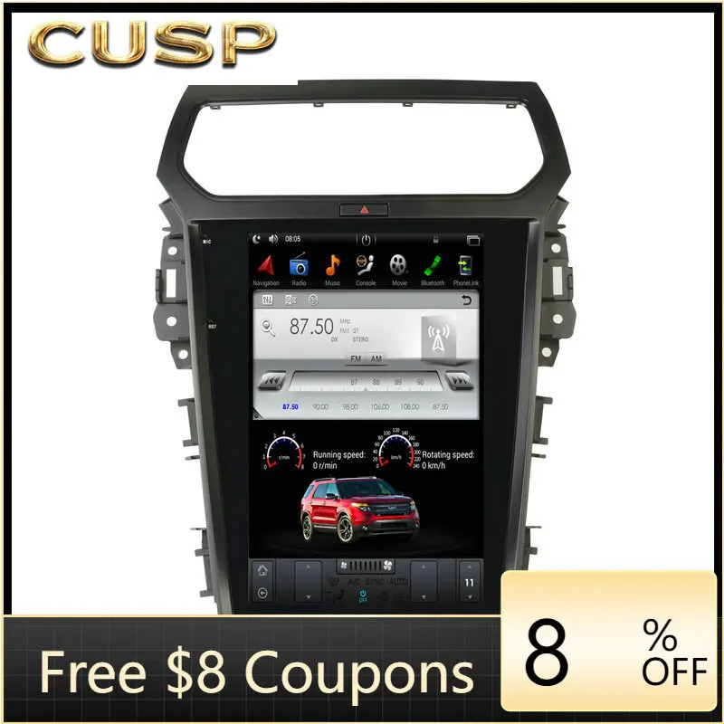 

ZAIQU 12.1 Inch IPS 4G+64G Android Vertical Screen for Ford Explorer 2011-2019 Car Multimedia Navigation Auto Radio Stereo