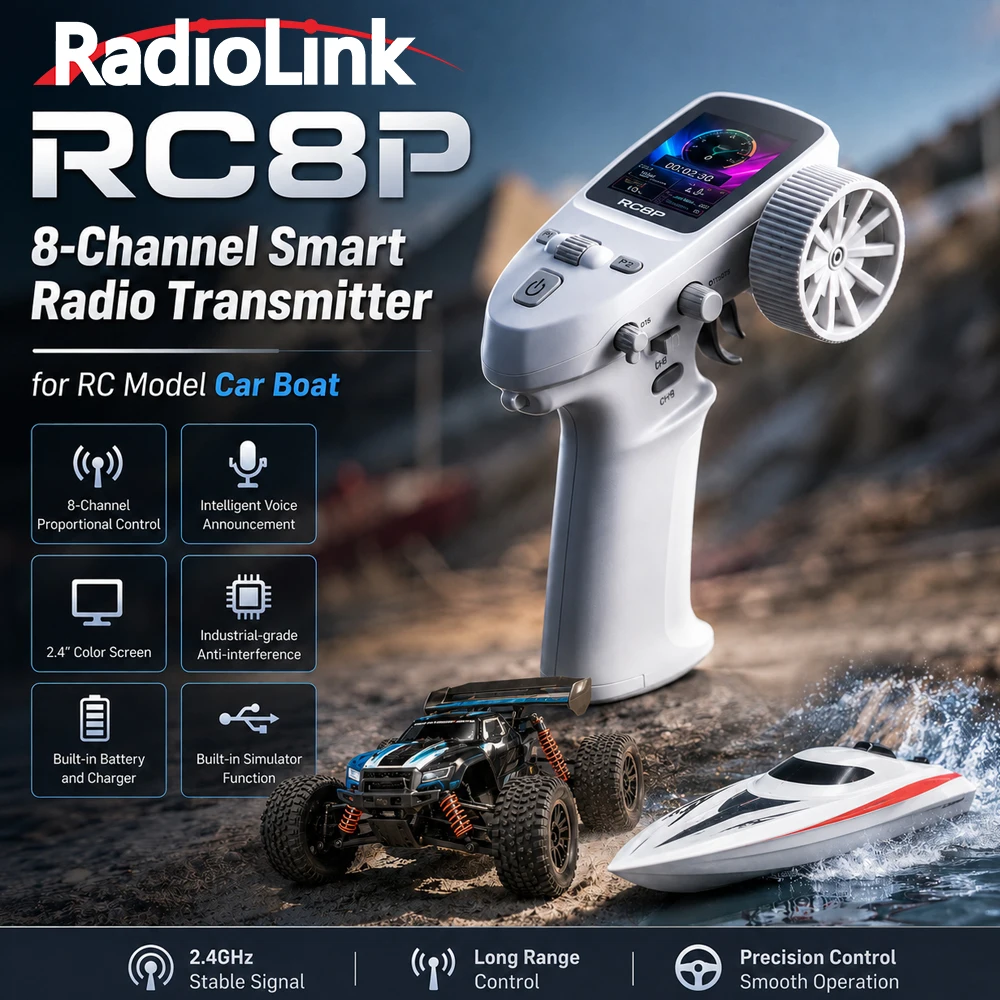 RadioLink RC8P 8-Channel Smart Remote Controller Radio Transmitter for RC Model Car Off-Road Monster Trucks Boat