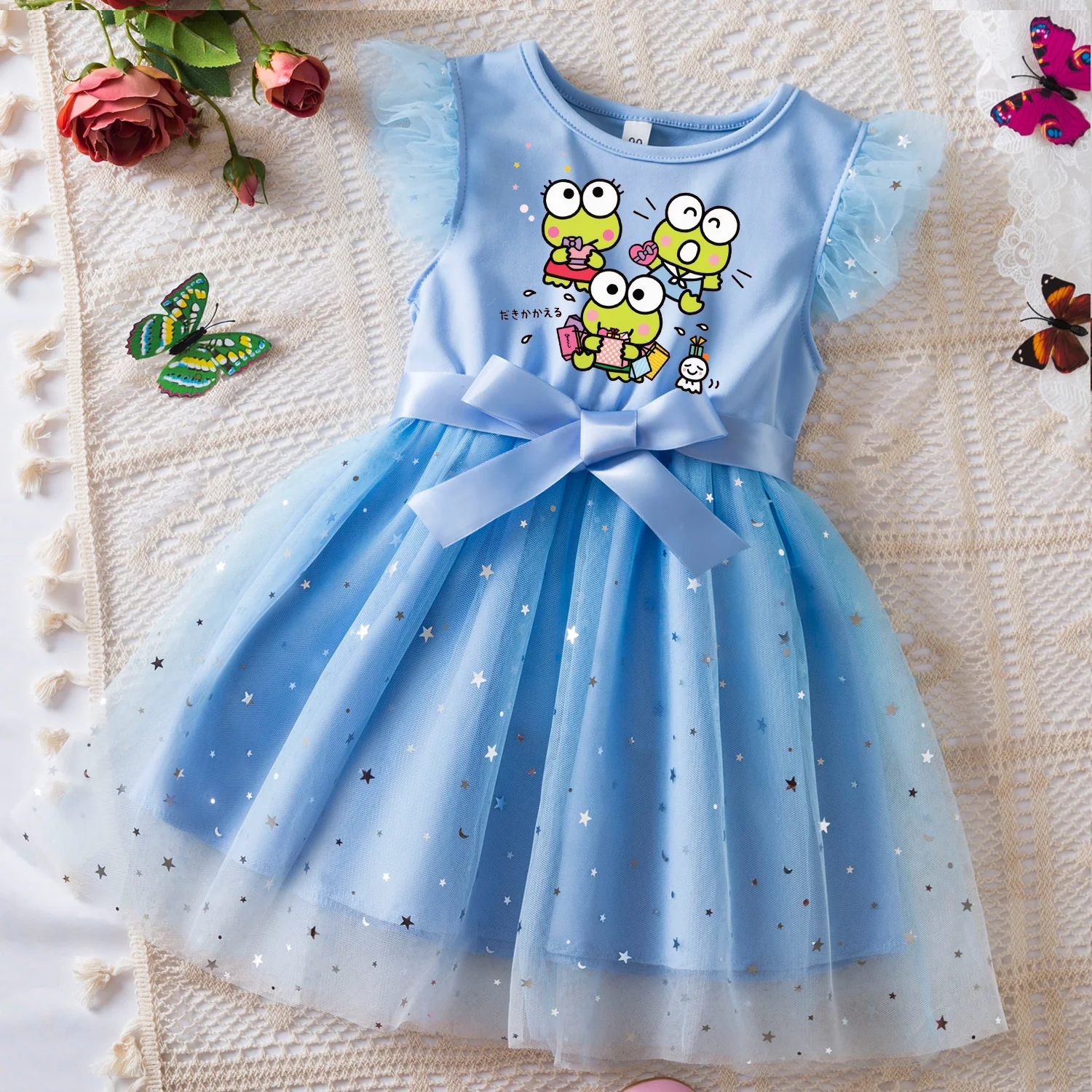 

Kerokero Keroppi Summer Toddler Girl Dress Princess Star Baby Girls Clothes Tulle Tutu Dress for Children Party Dress 2-6Y