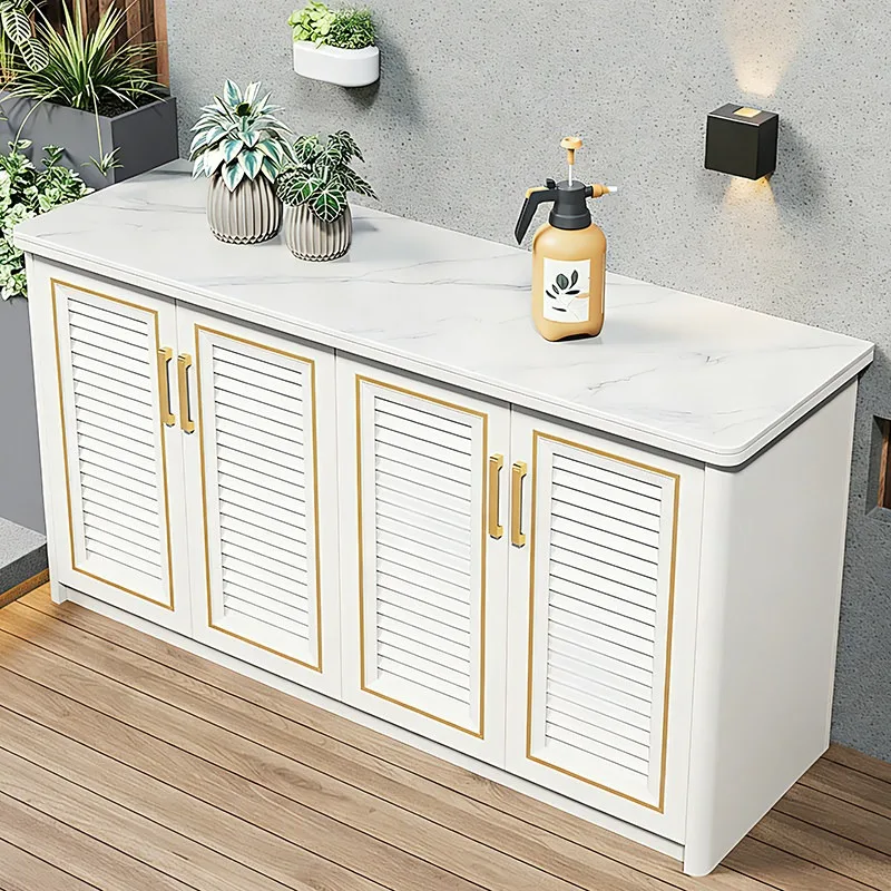 Outdoor Aluminum Alloy Storage Cabinet for Balconies, Patios, Waterproof and Sun-Proof, Suitable for Storing Miscellaneous Items