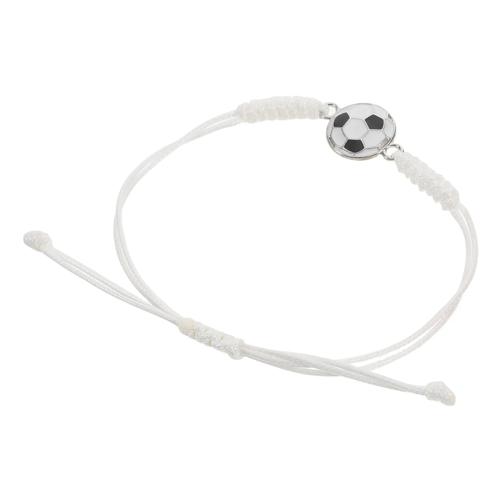 Adjustable Braided Soccer Bracelet Handwoven Alloy Football Wristband Stylish Sport Accessory for Soccer Fans