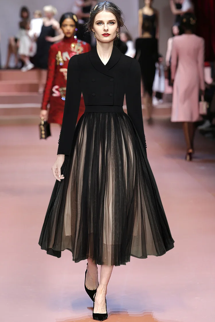 

Ele Women's Faion Set with Long Sve Small Suit Jaet And Puffy Net Skirt Waist-Cinching Autumn 2025 Seasonal Wear