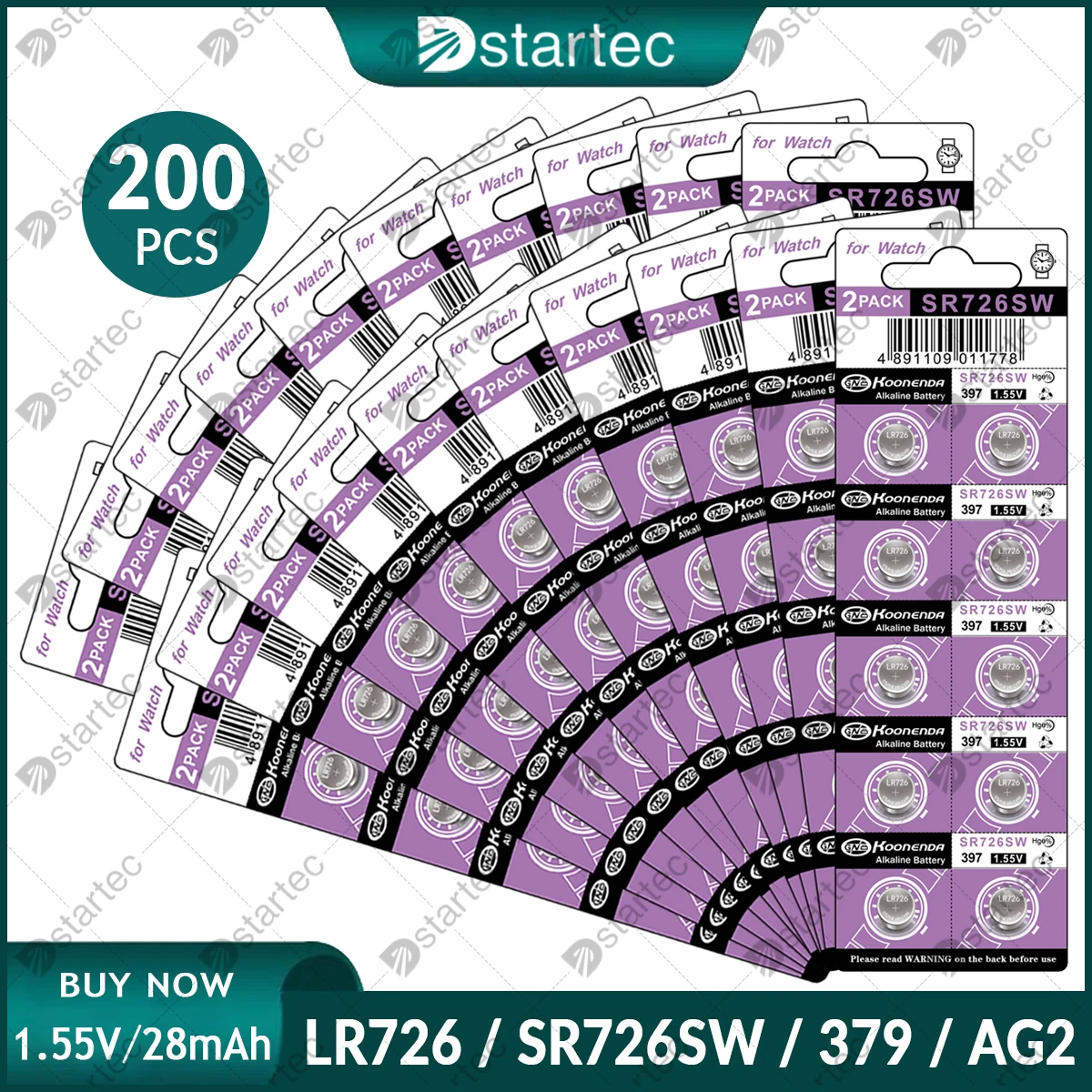 200 قطعة AG2 LR726 1.55 فولت ساعة زر البطارية SR726SW 397 396 L726 G2 SR726 397A CX59 خلية Cion القلوية للعبة التحكم عن بعد الإلكترونية