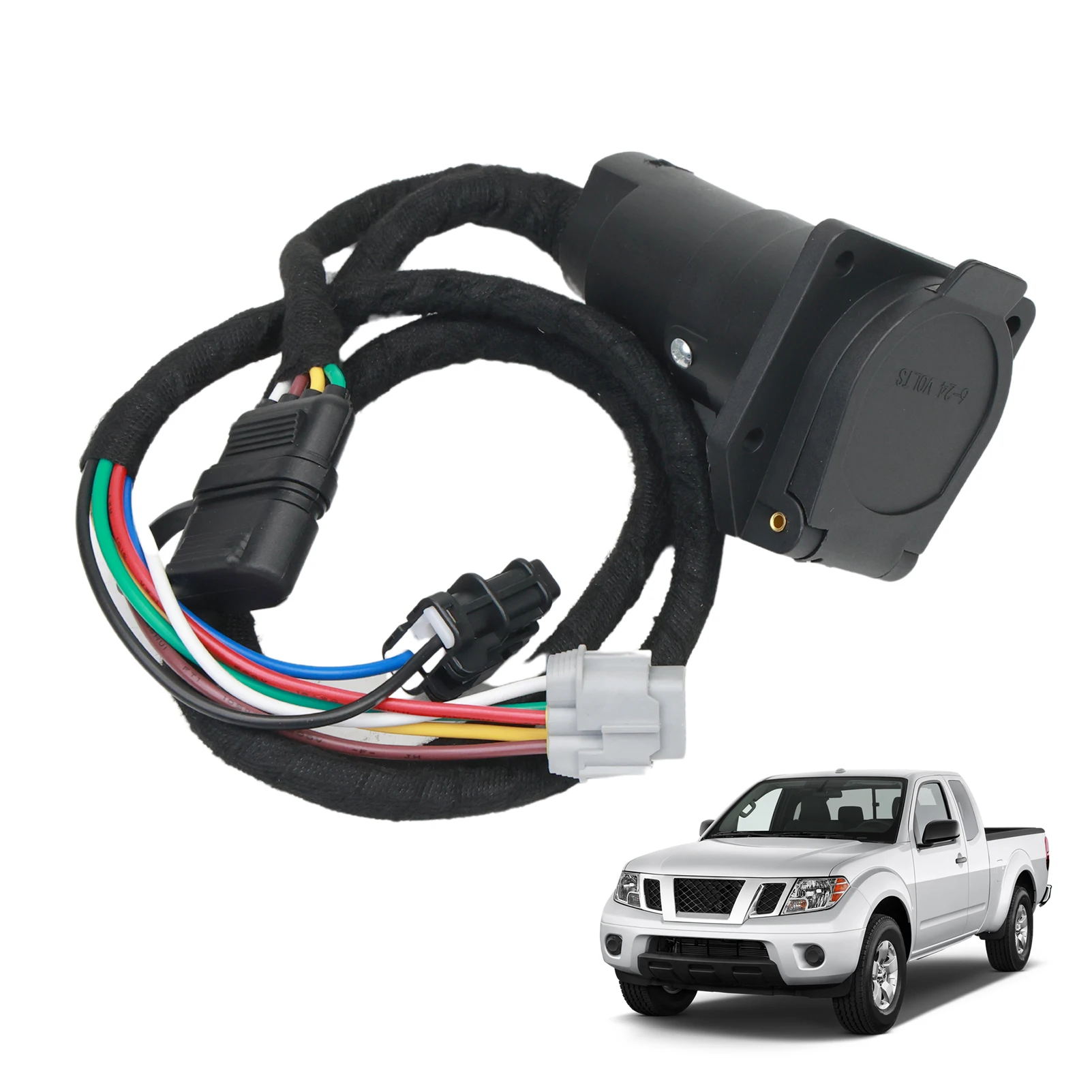 4-Way Flat and RV 7-Way Trailer Wiring Harness For 05-23 Nissan Frontier,09-12 Suzuki Equator 4-Flat 7-Way Plug Tow Wire Harness