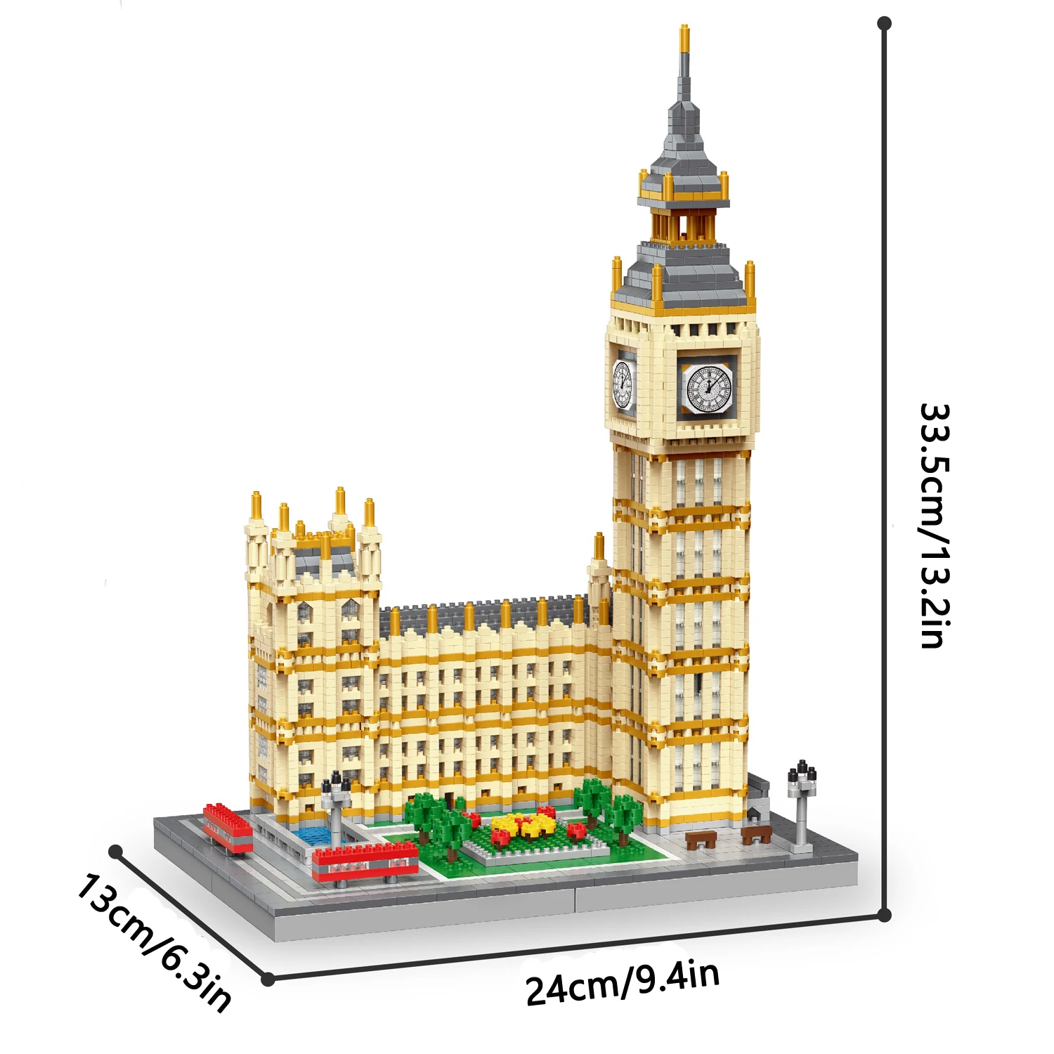 Big Ben Micro Mini bloques de construcción hechos a mano, réplica, ocio y entretenimiento, juguetes para adultos, decoración de ladrillos de