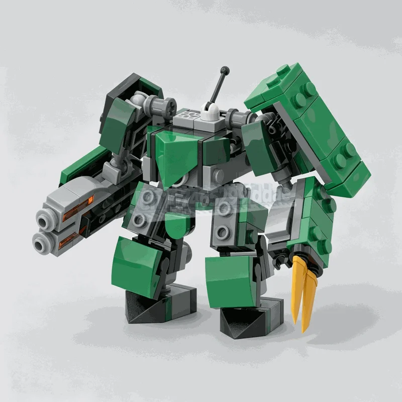 145PCS Green Mech Robot Building Blocks Futuristic Armored Walker Model DIY Assembly Set Articulated Science Display Gifts Toy