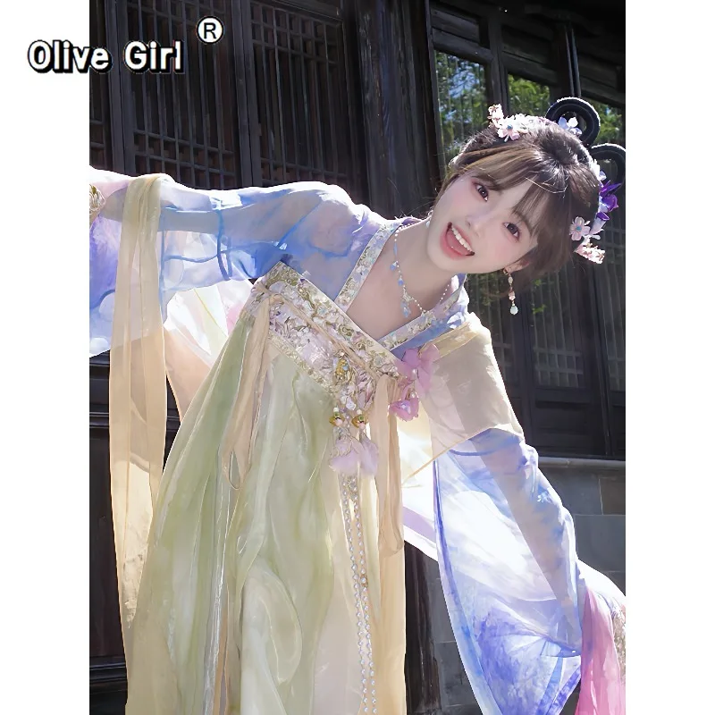 

Оригинальное платье Ханьфу Olivegirl: Набор для косплея в стиле феи-богини эпохи Тан, вышитый фиолетовый старинный костюм