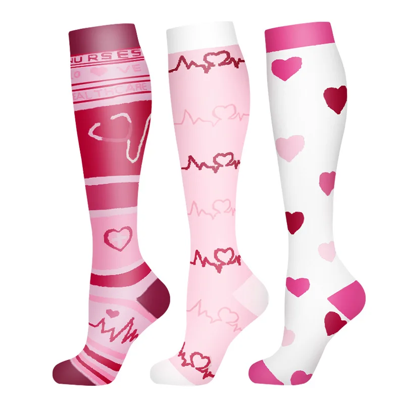3/6 Paar Kompressionssocken Outdoor-Sport Reiten Kompresse Stretchstrümpfe Krankenschwester Wadendruck Beinsocken Geschwollene Krampfadern – Detail 6